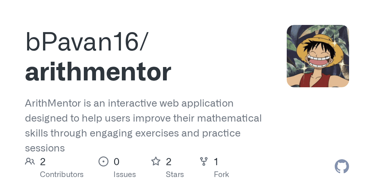 ArithMentor – Interactive Math Practice Platform GitHub preview
