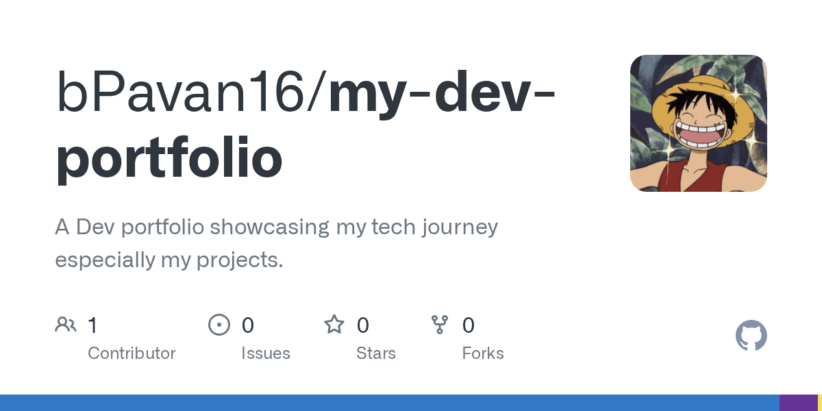 Developer Portfolio GitHub preview